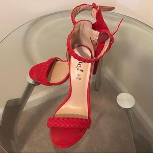 Braided Red Suede Heels